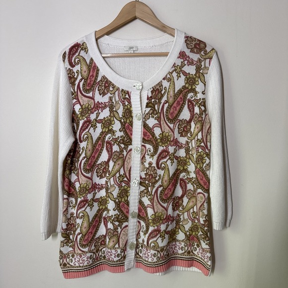 J. Jill Sweaters - J Jill Cardigan Lightweight Linen Womens Size L Preppy‎ Coastal Layering Casual